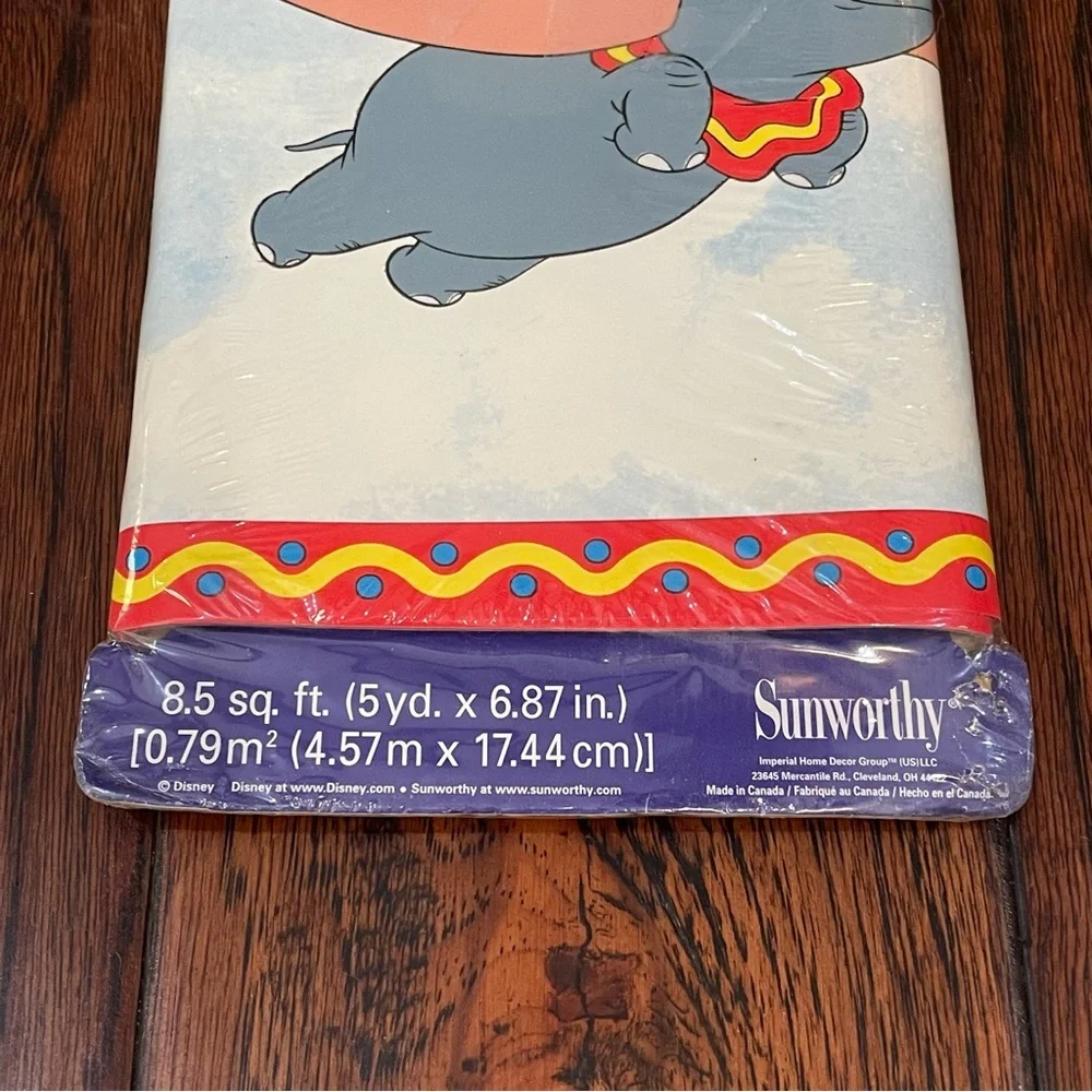 Vintage Disney DUMBO The Flying Elephant Wall Paper Self Stick Room Border 5 yds